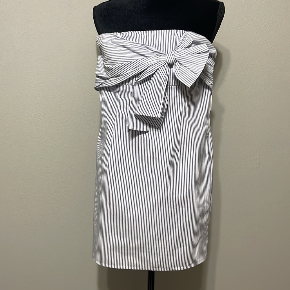 NWT! Forever 21 strapless blue/white pinstripe mini dress with bow, Small